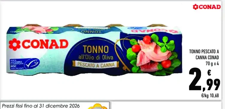 Tonno pescato a canna Conad