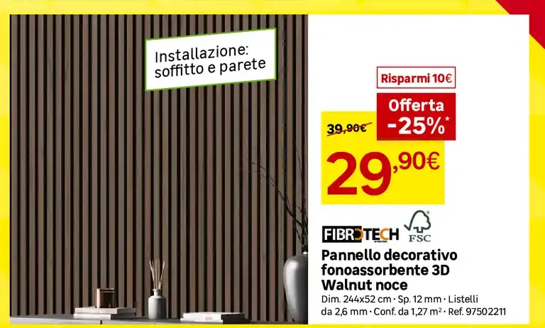 Pannello decorativo fonoassorbente