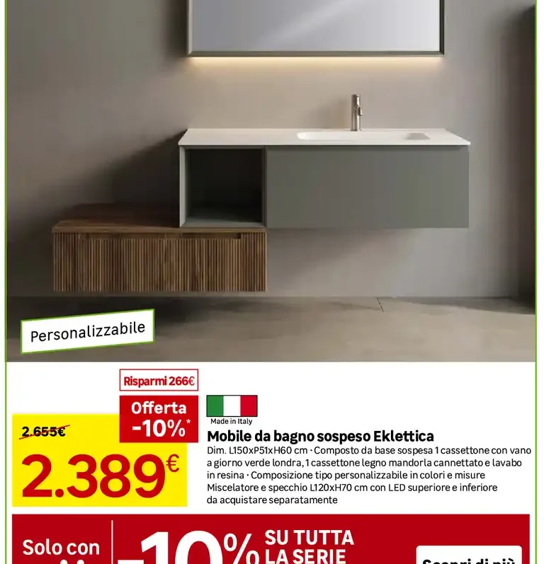 Mobile da bagno sospeso Eklettica