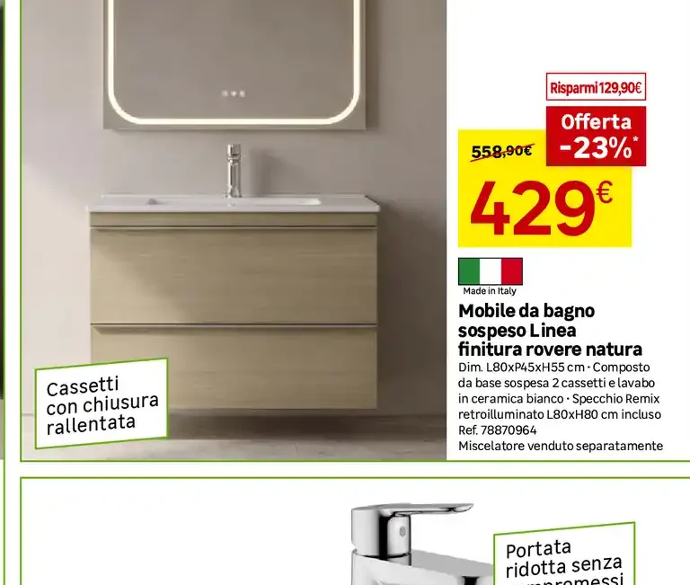 Mobile da bagno sospeso Linea