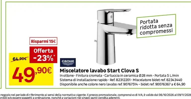 Miscelatore lavabo Start Clova S