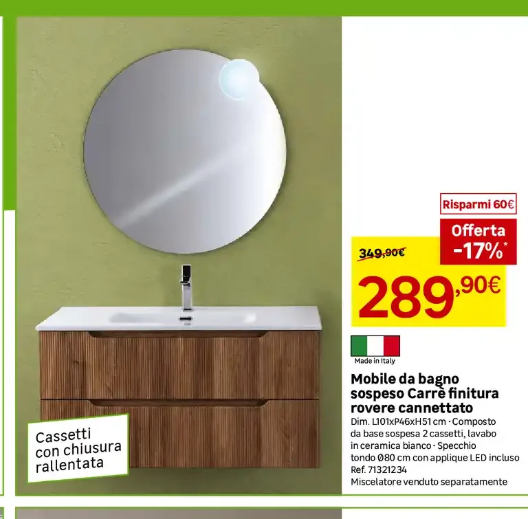 Mobile da bagno sospeso Carrè