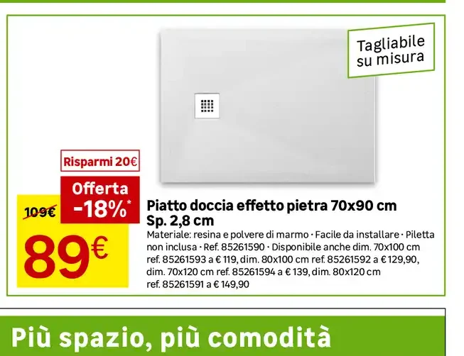 Piatto doccia effetto pietra 70x90 cm