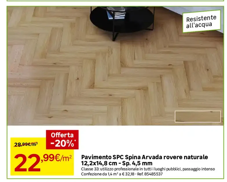 Pavimento SPC Spina Arvada rovere naturale 12,2x14,8 cm
