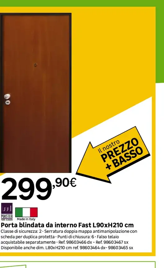 Porta blindata da interno Fast L90xH210 cm