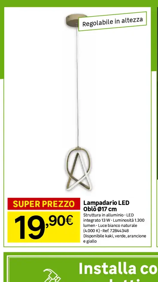Lampadario LED Oblò Ø17 cm
