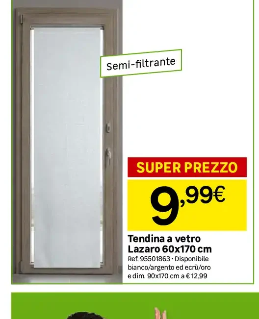 Tendina a vetro Lazaro 60x170 cm