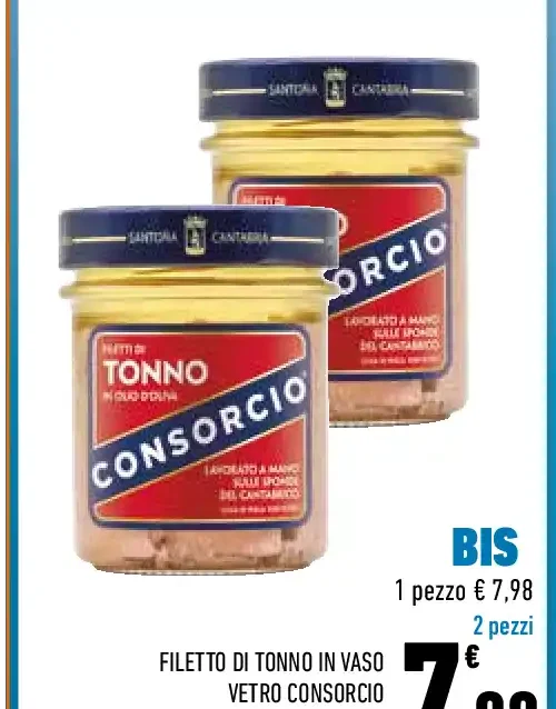 Filetto di tonno in vaso vetro Consorcio 174 g