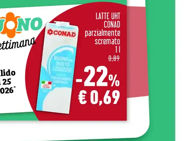 Latte UHT Conad parzialmente scremato