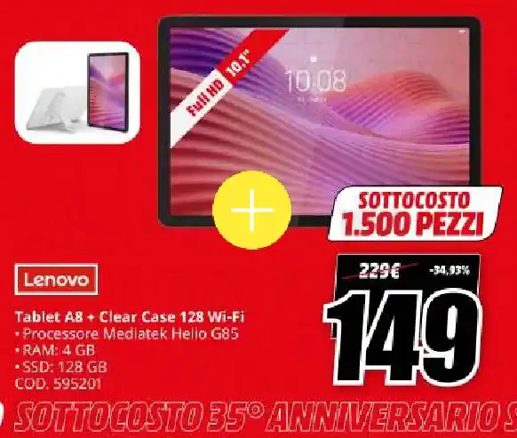Tablet A8 + Clear Case 128 Wi-Fi