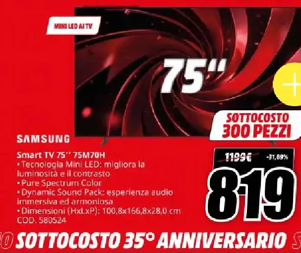 Smart TV Samsung 75M70H