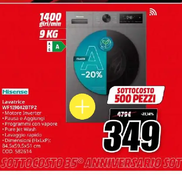 Lavatrice Hisense WF1Q942BTP2