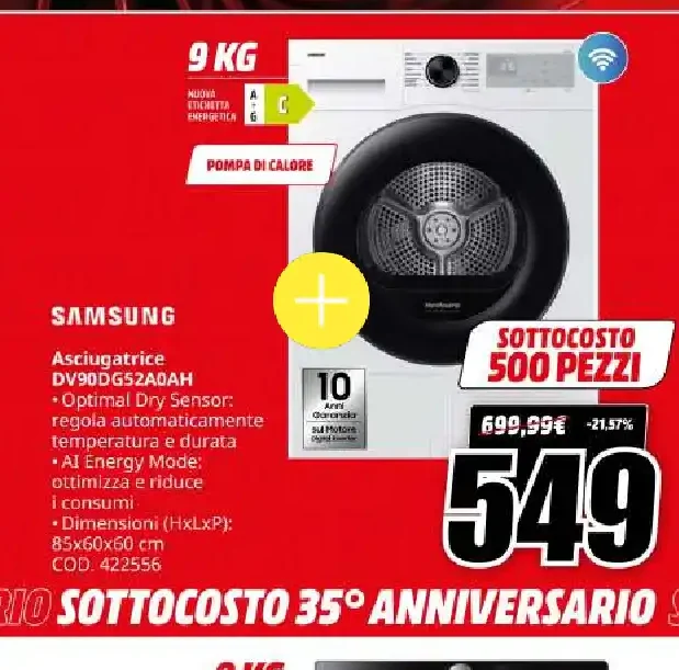 Asciugatrice Samsung DV90DG52A0AH