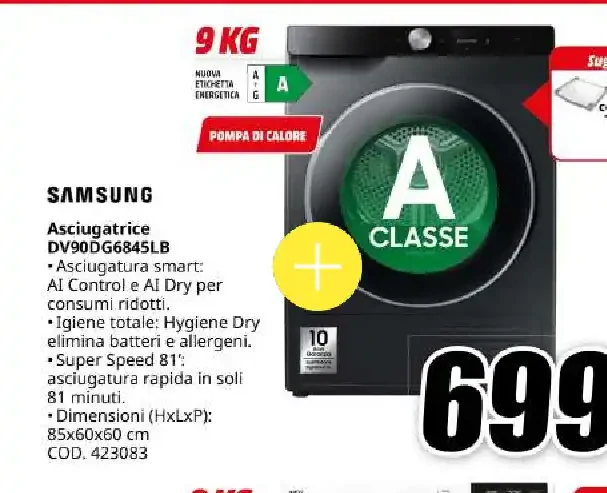 Asciugatrice Samsung DV90DG6845LB