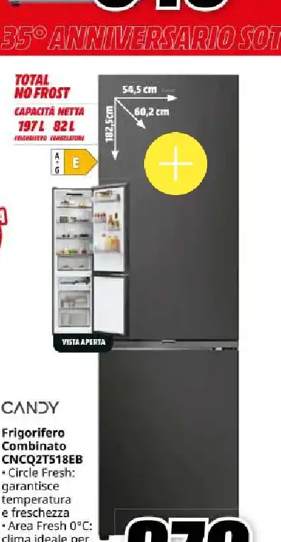 Frigorifero combinato Candy CNCQ2T518EB