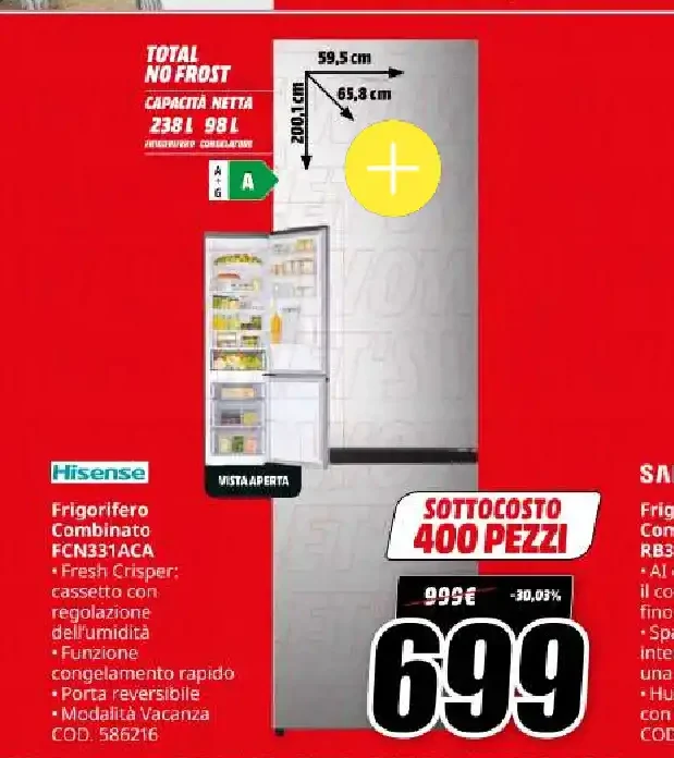 Frigorifero combinato Hisense FCN331ACA