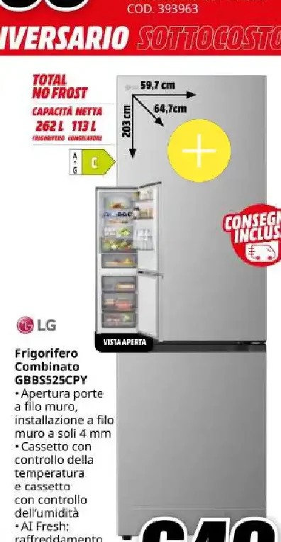 Frigorifero combinato LG GBBS525CPY
