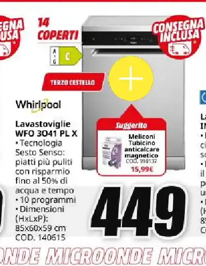 Lavastoviglie Whirlpool WFO 3O41 PL X