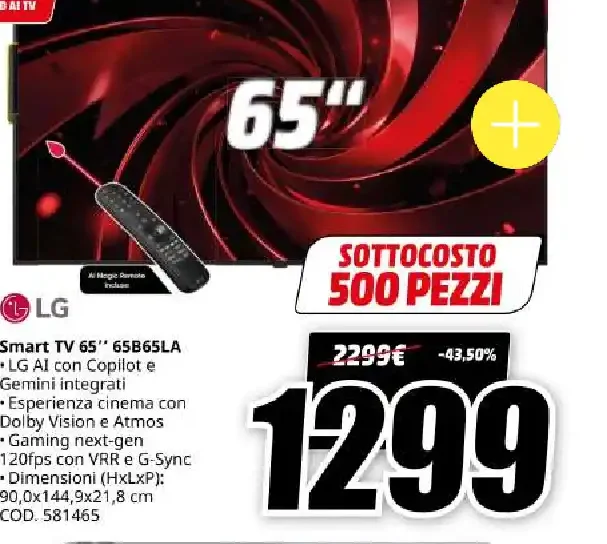 Smart TV LG 65 pollici 65B6SLA