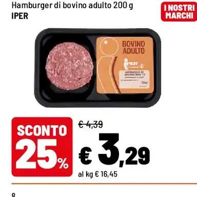 Hamburger di bovino adulto