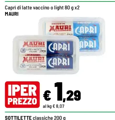 Caprì di latte vaccino o light
