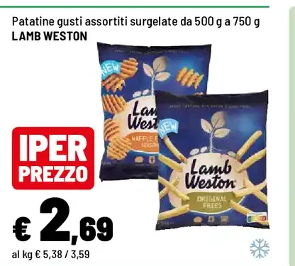 Patatine gusti assortiti surgelate