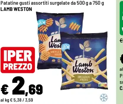 Patatine gusti assortiti surgelate