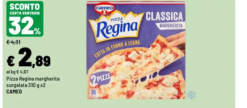 Pizza Regina margherita surgelata