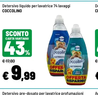 Detersivo liquido lavatrice Coccolino