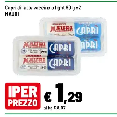 Caprì di latte vaccino o light
