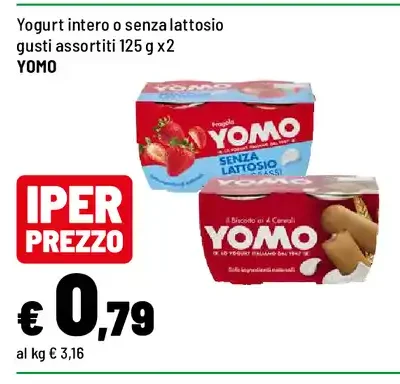 Yogurt intero o senza lattosio gusti assortiti