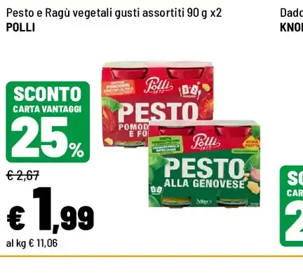 Pesto e ragù vegetali gusti assortiti