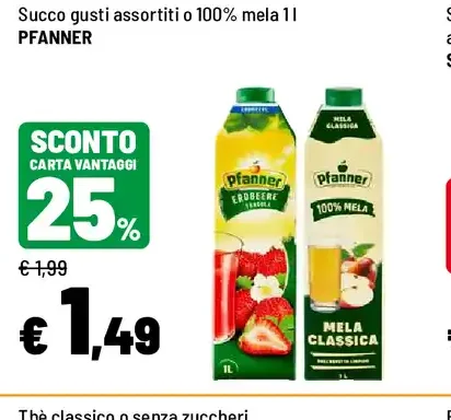 Succo gusti assortiti o 100% mela