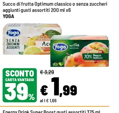 Succo di frutta Optimum classico o senza zuccheri aggiunti