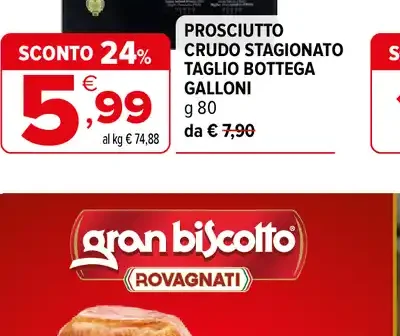 Prosciutto crudo stagionato Taglio Bottega Galloni