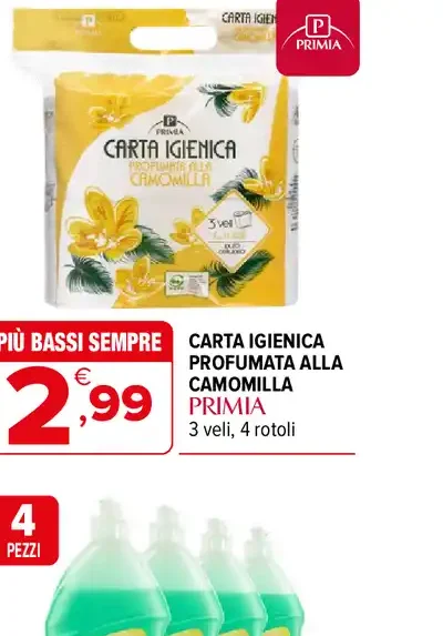 Carta igienica profumata alla camomilla Prima