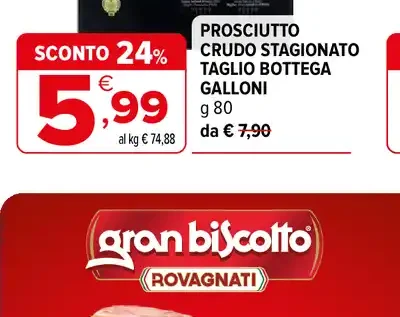 Prosciutto crudo stagionato Taglio Bottega Galloni