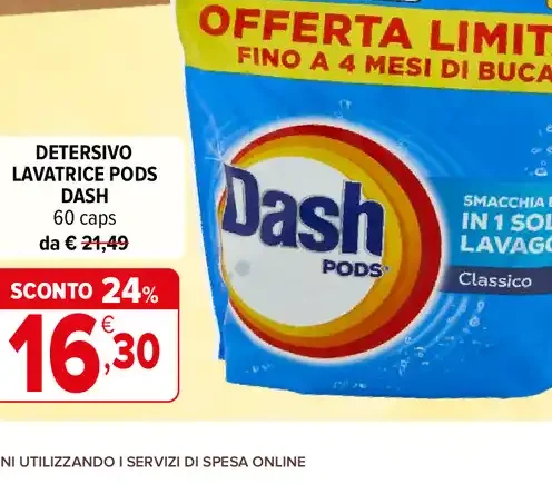 Detersivo lavatrice pods Dash