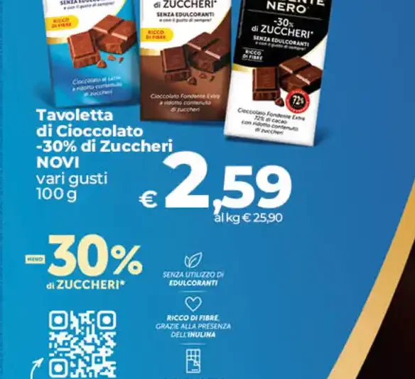 Tavoletta di cioccolato -30% di zuccheri
