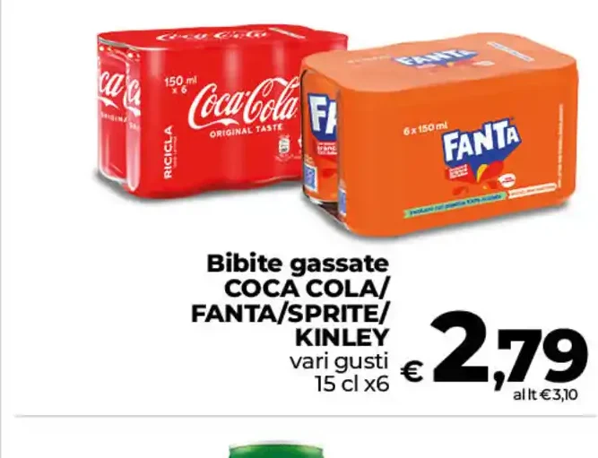 Bibite gassate Coca-Cola/Fanta/Sprite/Kinley