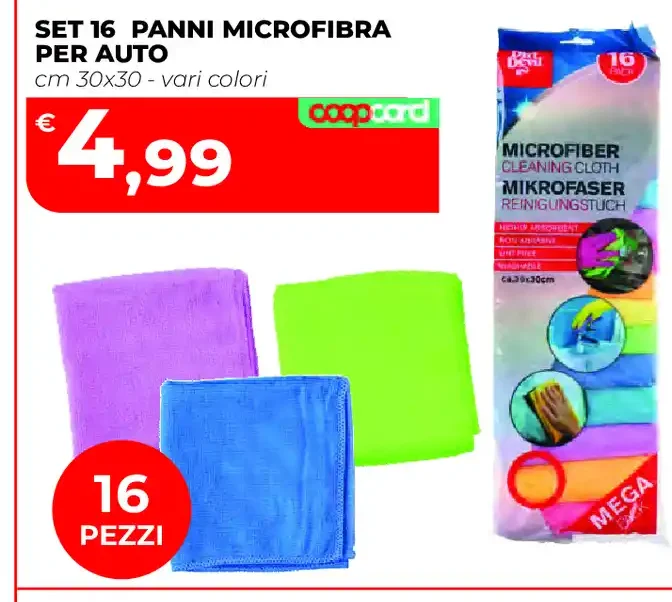 Set 16 panni microfibra per auto