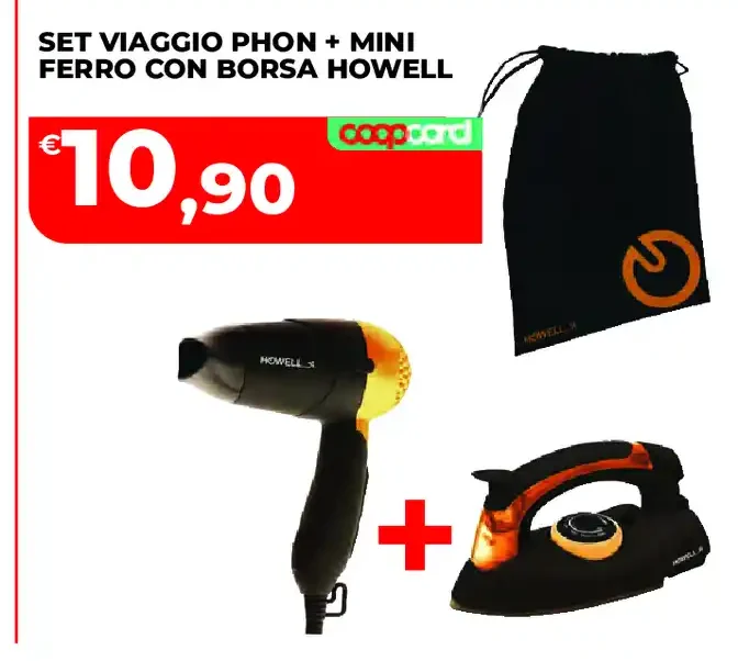 Set viaggio phon e mini ferro con borsa Howell