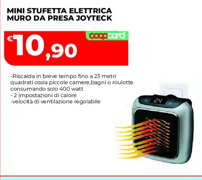Mini stufetta elettrica muro da presa Joyteck