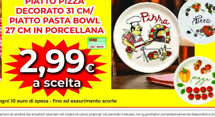 Piatto pizza decorato o piatto pasta bowl in porcellana