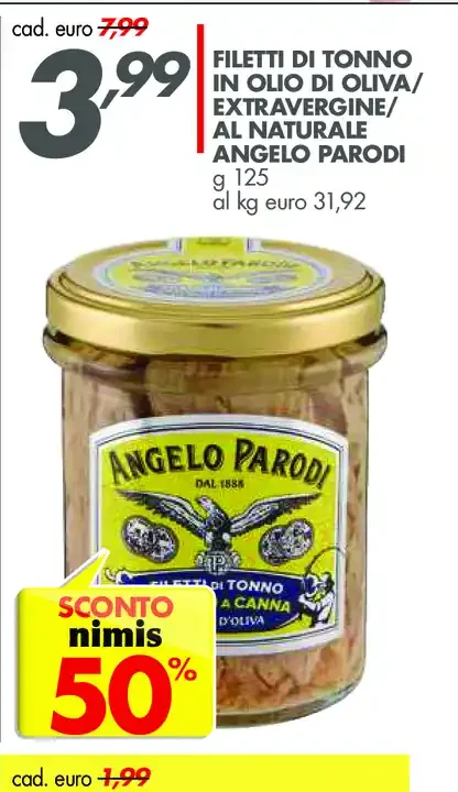 Filetti di tonno in olio di oliva extravergine al naturale Angelo Parodi