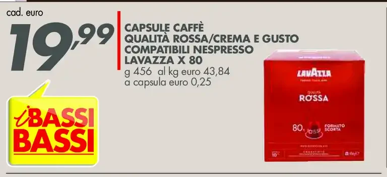 Capsule caffè qualità rossa crema e gusto compatibili Nespresso Lavazza x 80