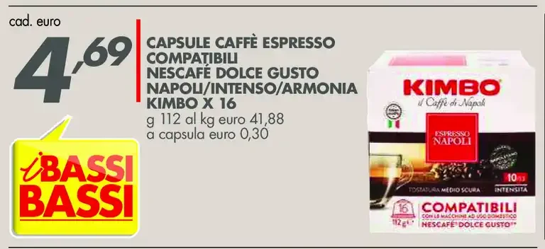 Capsule caffè espresso compatibili Nescafé Dolce Gusto Napoli Intenso Armonia Kimbo x 16