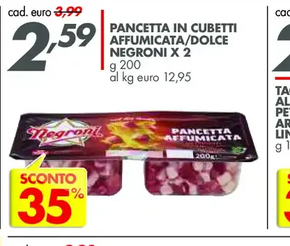 Pancetta in cubetti affumicata/dolce Negroni x 2