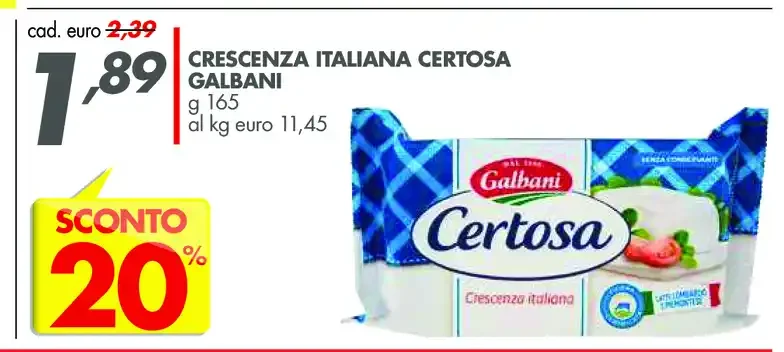 Crescenza italiana Certosa Galbani
