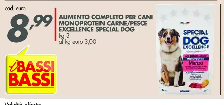 Alimento completo per cani monoprotein carne/pesce Excellence Special Dog